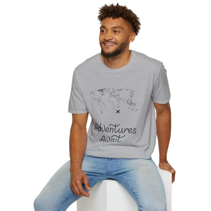 Adventures Await World Map T-Shirt