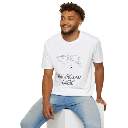 Adventures Await World Map T-Shirt