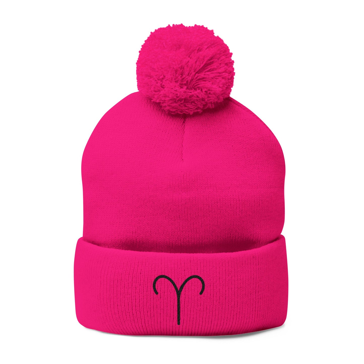 Aries Embroidered Pom-Pom Knit Cap