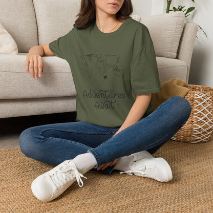 Adventures Await World Map T-Shirt