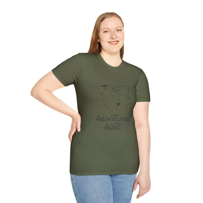 Adventures Await World Map T-Shirt