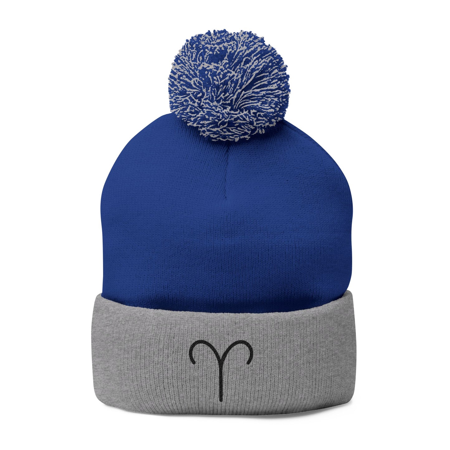 Aries Embroidered Pom-Pom Knit Cap