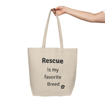 Rescue Is My Favorite Breed Canvas Tote – Cute Dog Rescue Paw Print Shopper